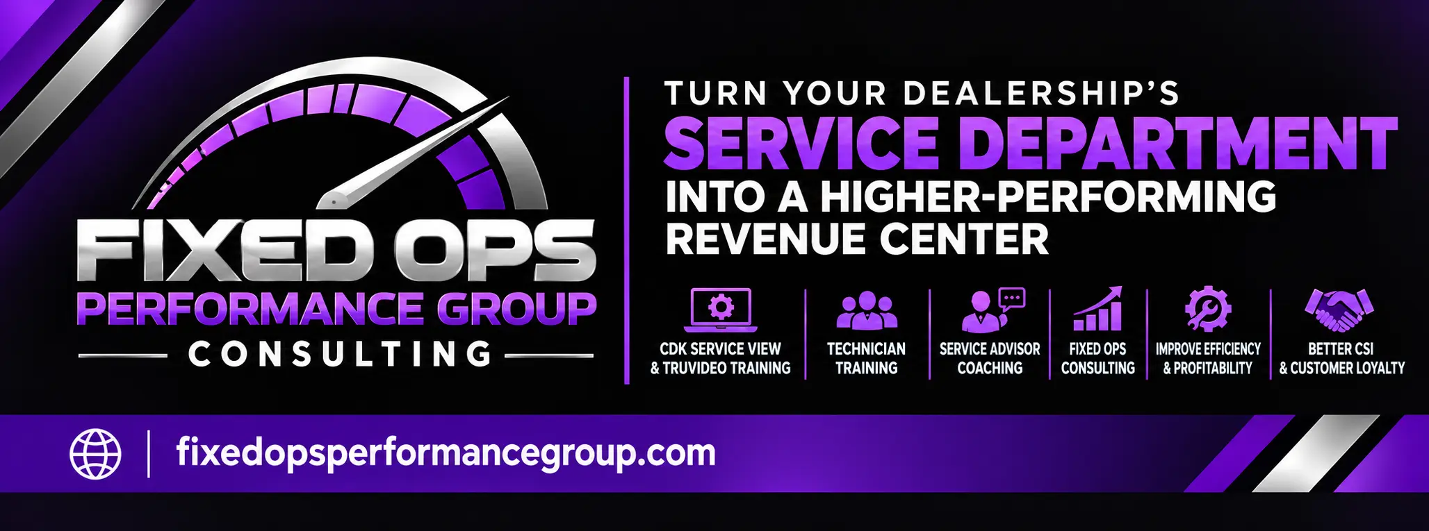 FixedOps Performance Group Consulting: turn your dealership's service department into a higher-performing revenue center. CDK Service View and TruVideo training, technician training, service advisor coaching, fixed ops consulting, improved efficiency and profitability, better CSI and customer loyalty.